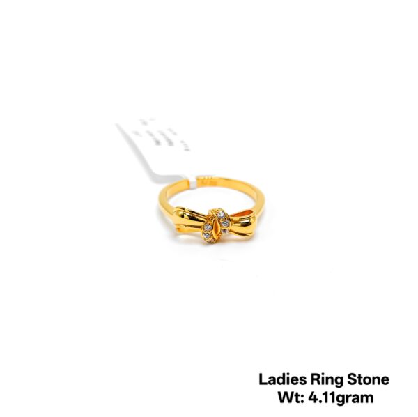 22K Yellow Gold Intricate Lattice Ring with Sparkling White Stones- 4.11g