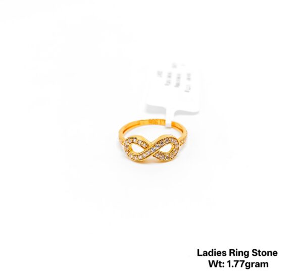 22K Yellow Gold Infinity Ring with Sparkling White Stones- 1.77g