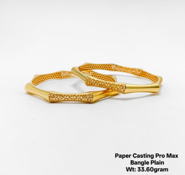 New Lightweight Design 22k Paper Casting Gold Bangles - 33grams