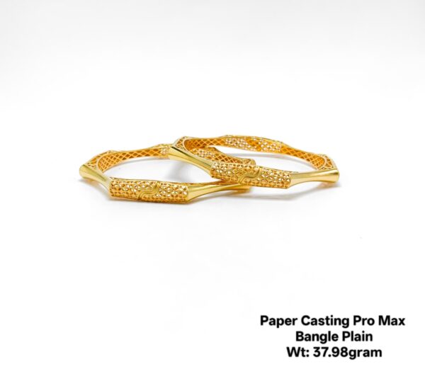 New Lightweight Design 22k Paper Casting Gold Bangles - 37grams