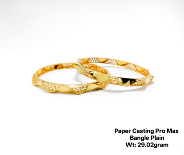 New Lightweight Design 22k Paper Casting Gold Bangles - 29grams