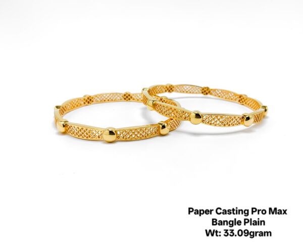 New Lightweight Design 22k Paper Casting Gold Bangles - 33grams