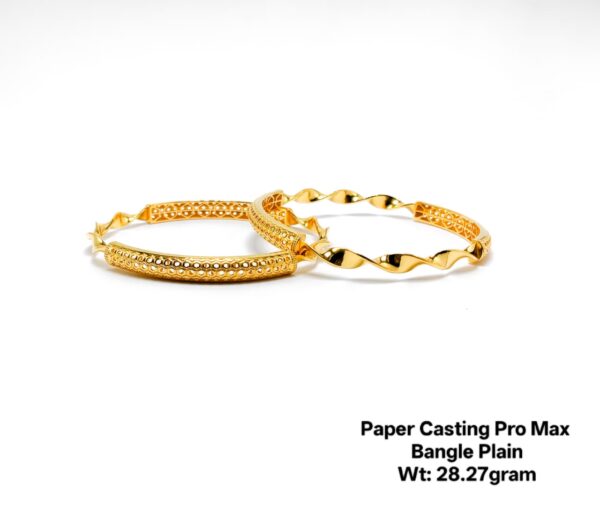 New Lightweight Design 22k Paper Casting Gold Bangles - 28grams