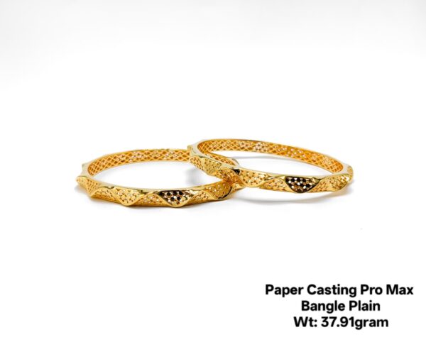 New Lightweight Design 22k Paper Casting Gold Bangles - 37grams