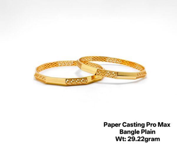 New Lightweight Design 22k Paper Casting Gold Bangles - 30grams