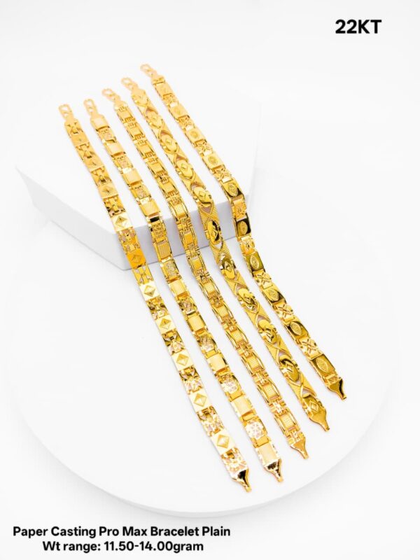 22KT Yellow Gold Paper Casting GBRP Bracelet Collection (11.50g - 14.00g)