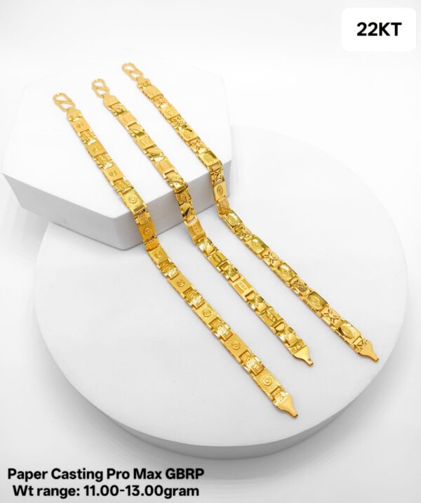 22KT Yellow Gold Paper Casting GBRP Bracelet Collection (11g - 13.00g)