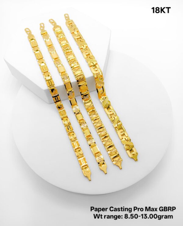 18KT Yellow Gold Paper Casting GBRP Bracelet Collection (8.50g - 13.00g)