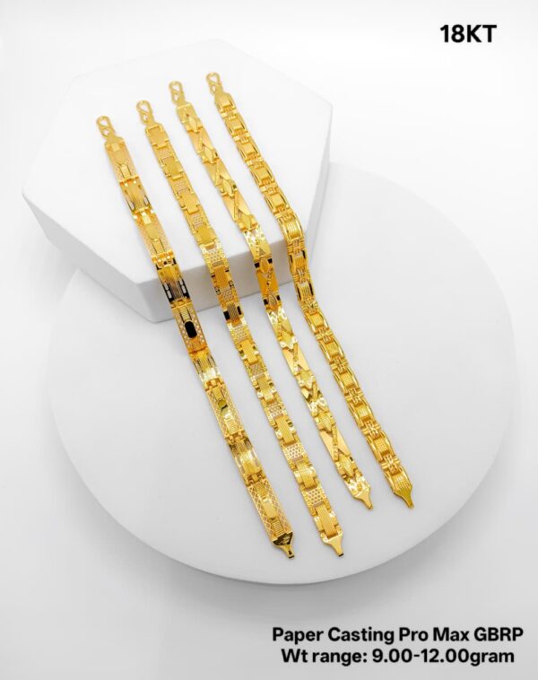 18KT Yellow Gold Paper Casting GBRP Bracelet Collection (9.00g - 12.00g)