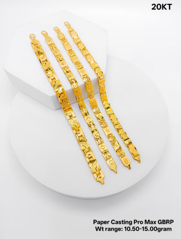 20KT Yellow Gold Paper Casting GBRP Bracelet Collection (10.50g - 15.00g)
