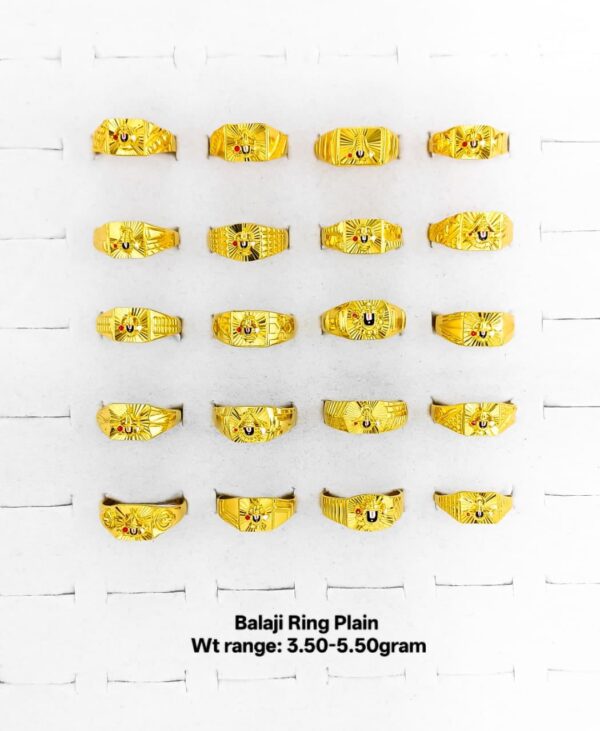 22K Yellow Gold Men's Tirupati Balaji Signet Ring Collection- 3.50g to 5.50g