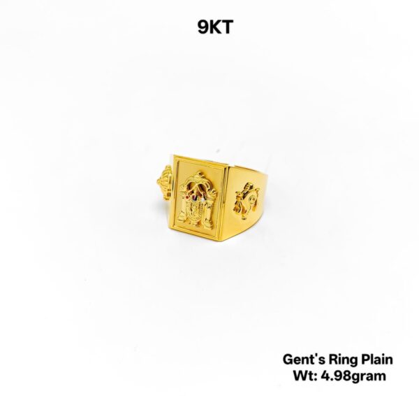 9K Yellow Gold Men's Tirupati Balaji Signet Ring - 4.98 Grams
