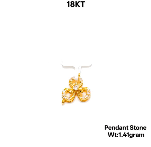 18KT Yellow Gold Floral Trio Pendant with Sparkling Stones 1.41g